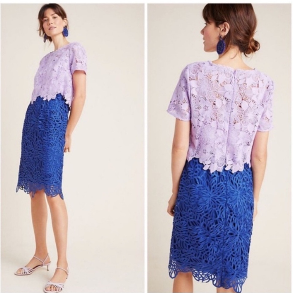 New Anthropologie Eri + Ali Graceanne Colorblocked Lace Dress